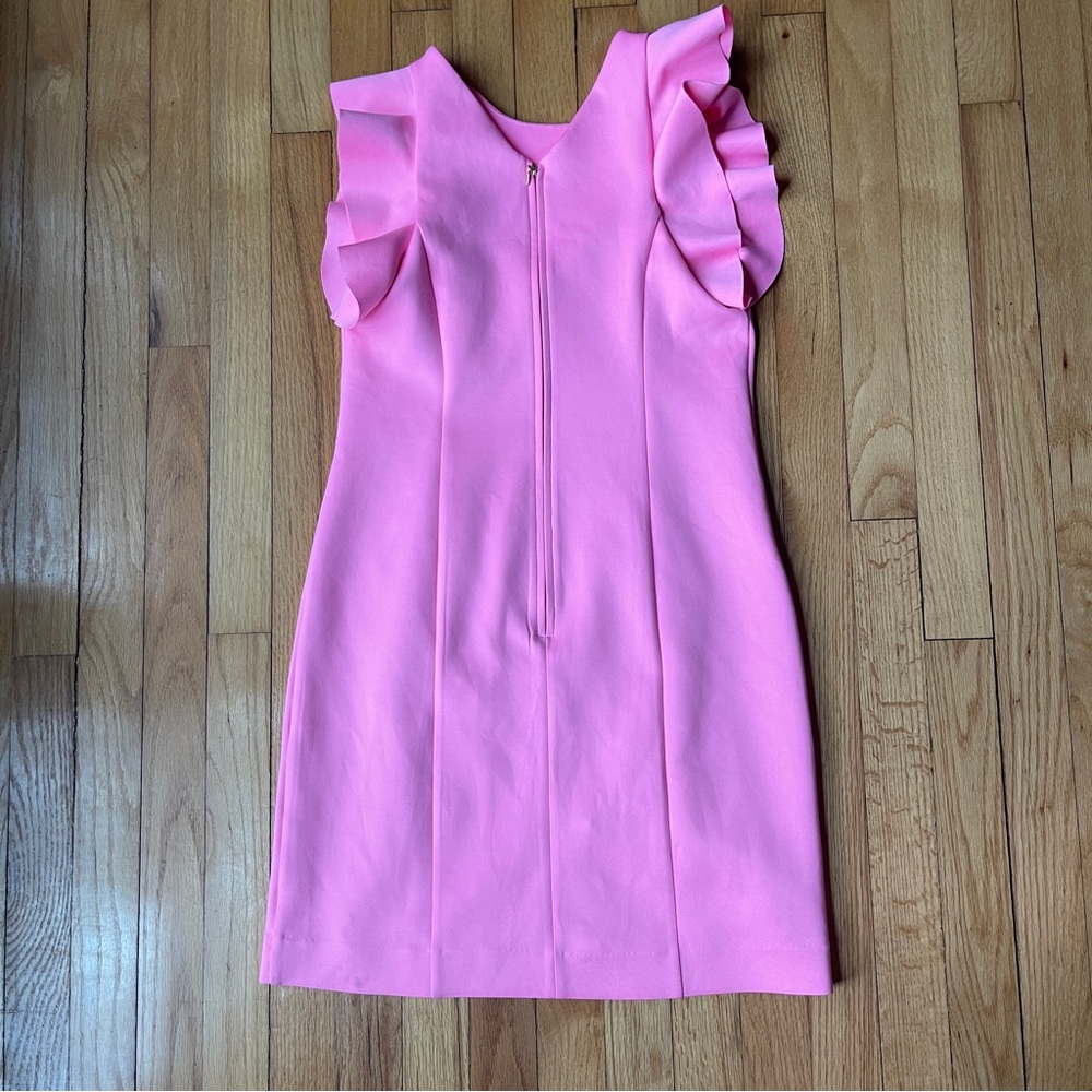 Lilly Pulitzer Maritza Dress Pink Ruffle Sleeve Sheath Size 4 - Picture 9 of 9